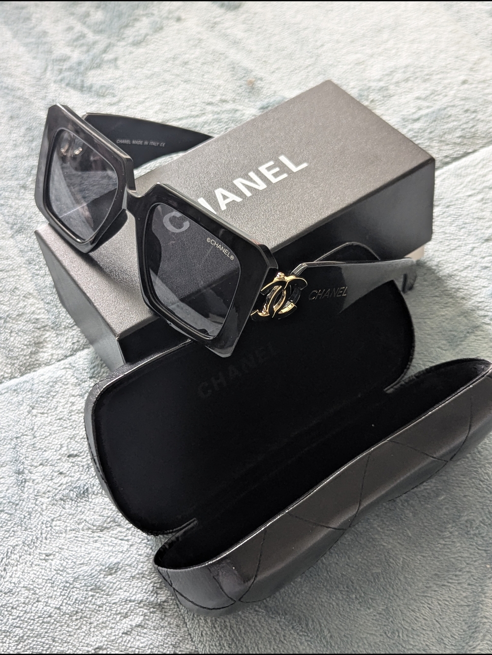 Chanel Black Logo Sunglasses with Gold CC Accent - Picture 3 of 5